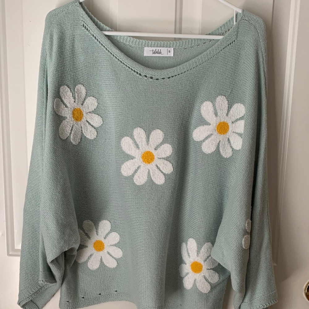 Shop Talulah Mint Green Sweater with Daisy Design